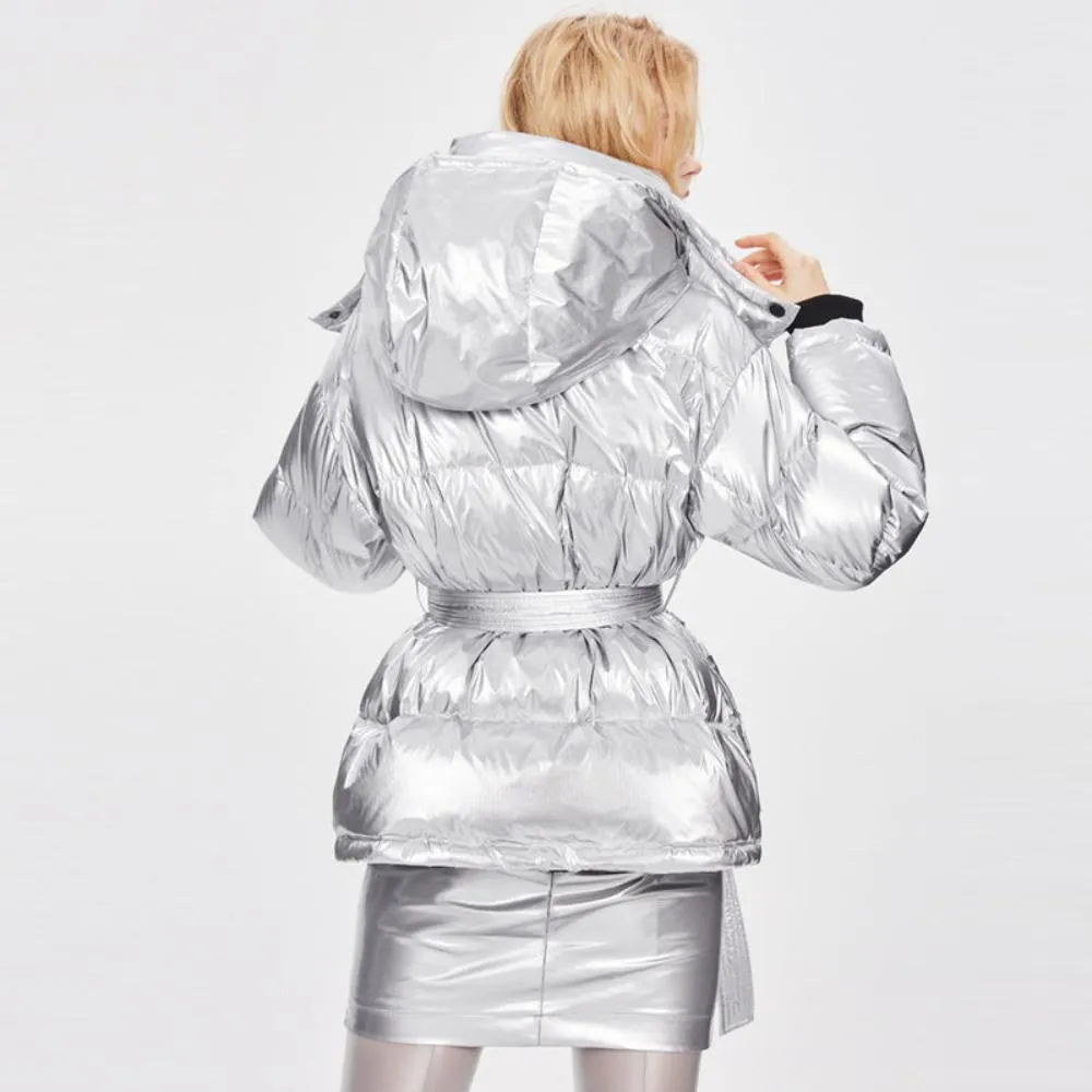 Women's Metallic Mid-Length Down Jacket