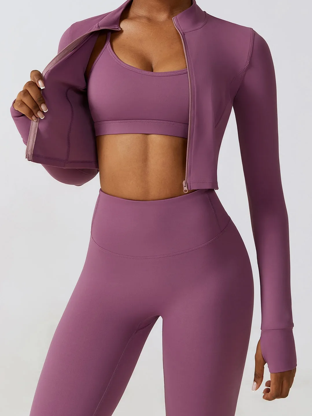 ZASUWA Female Cross Back Thumbhole Zipper Tracksuit