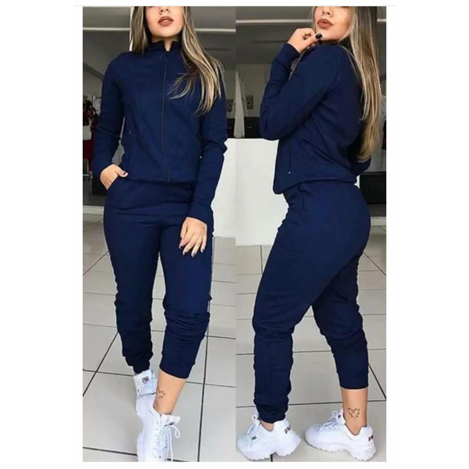 Zipper Tracksuit Set